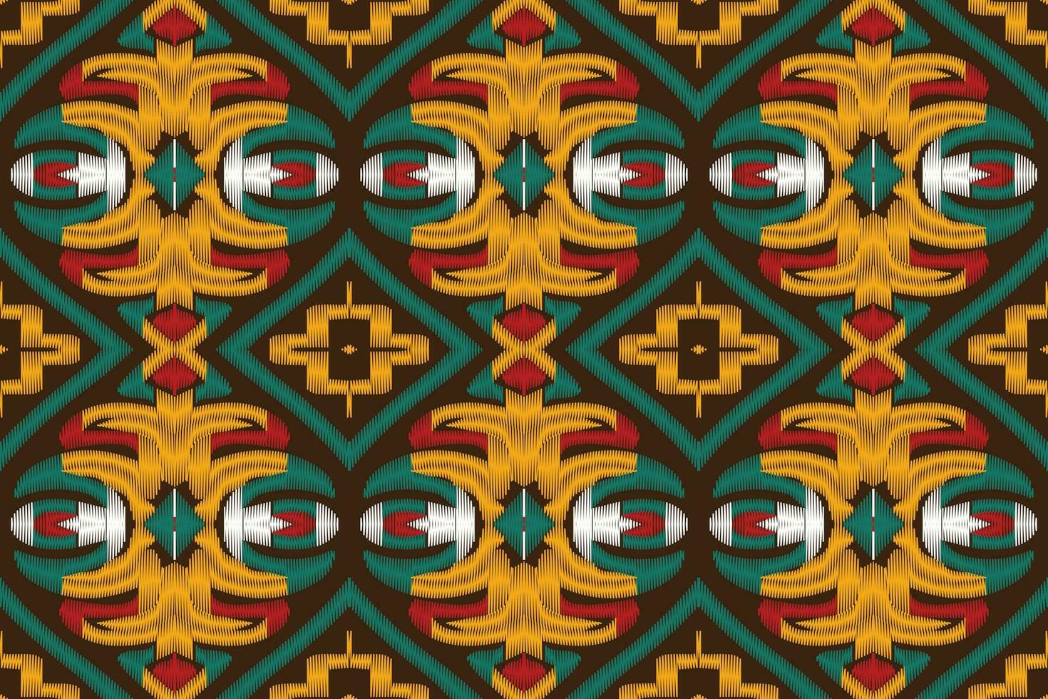 Ikat Floral Paisley Embroidery Background. Ikat Flower Geometric Ethnic Oriental Pattern Traditional. Ikat Aztec Style Abstract Design for Print Texture,fabric,saree,sari,carpet. vector