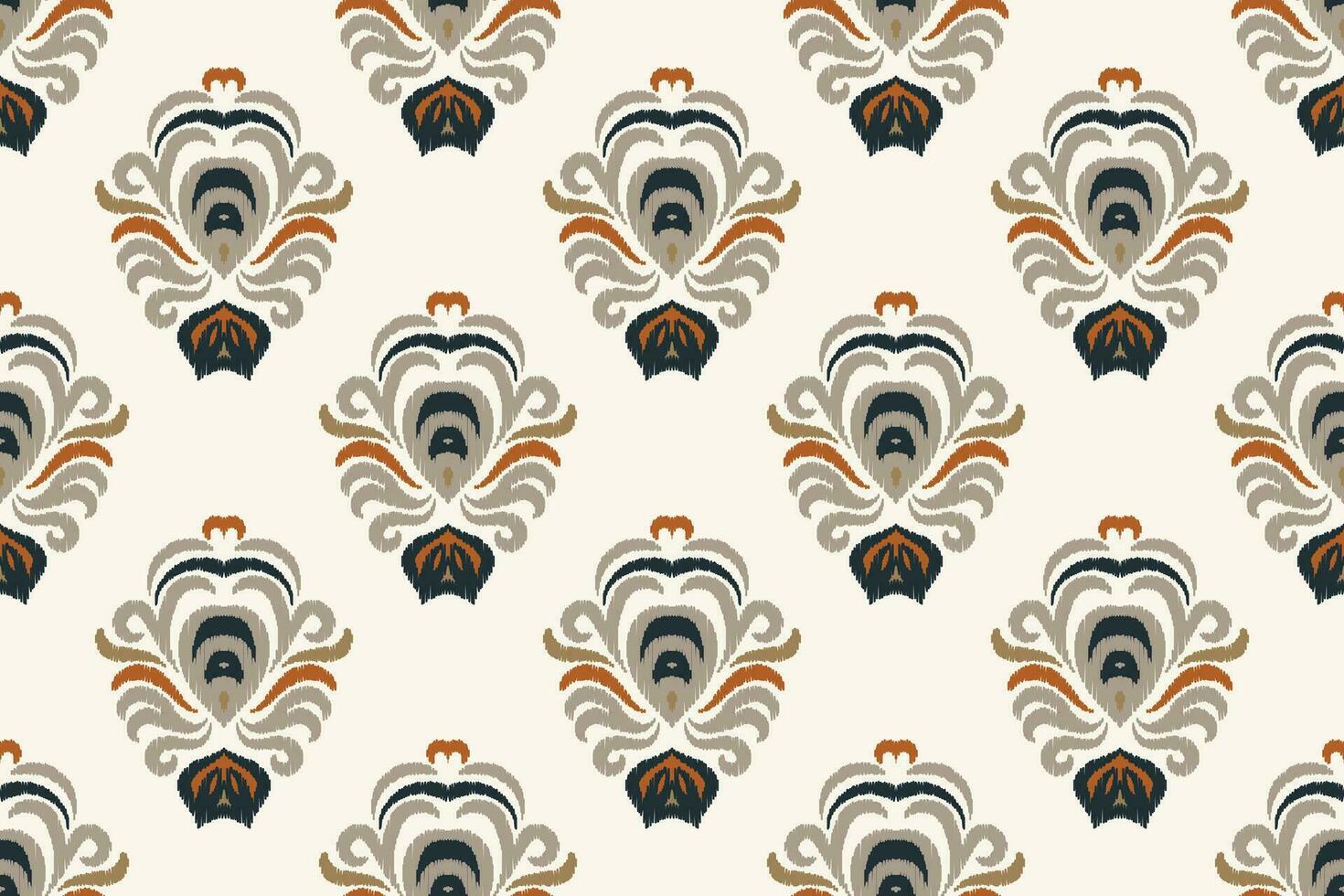 Ikat Damask Paisley Embroidery Background. Ikat Fabric Geometric Ethnic Oriental Pattern Traditional. Ikat Aztec Style Abstract Design for Print Texture,fabric,saree,sari,carpet. vector