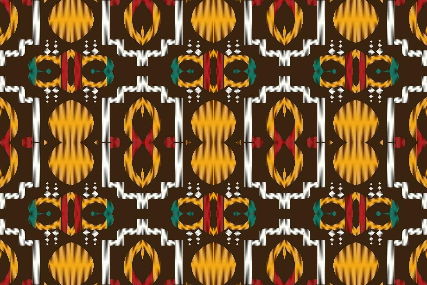 Ikat Damask Paisley Embroidery Background. Ikat Frame Geometric Ethnic Oriental Pattern traditional.aztec Style Abstract Vector illustration.design for Texture,fabric,clothing,wrapping,sarong.