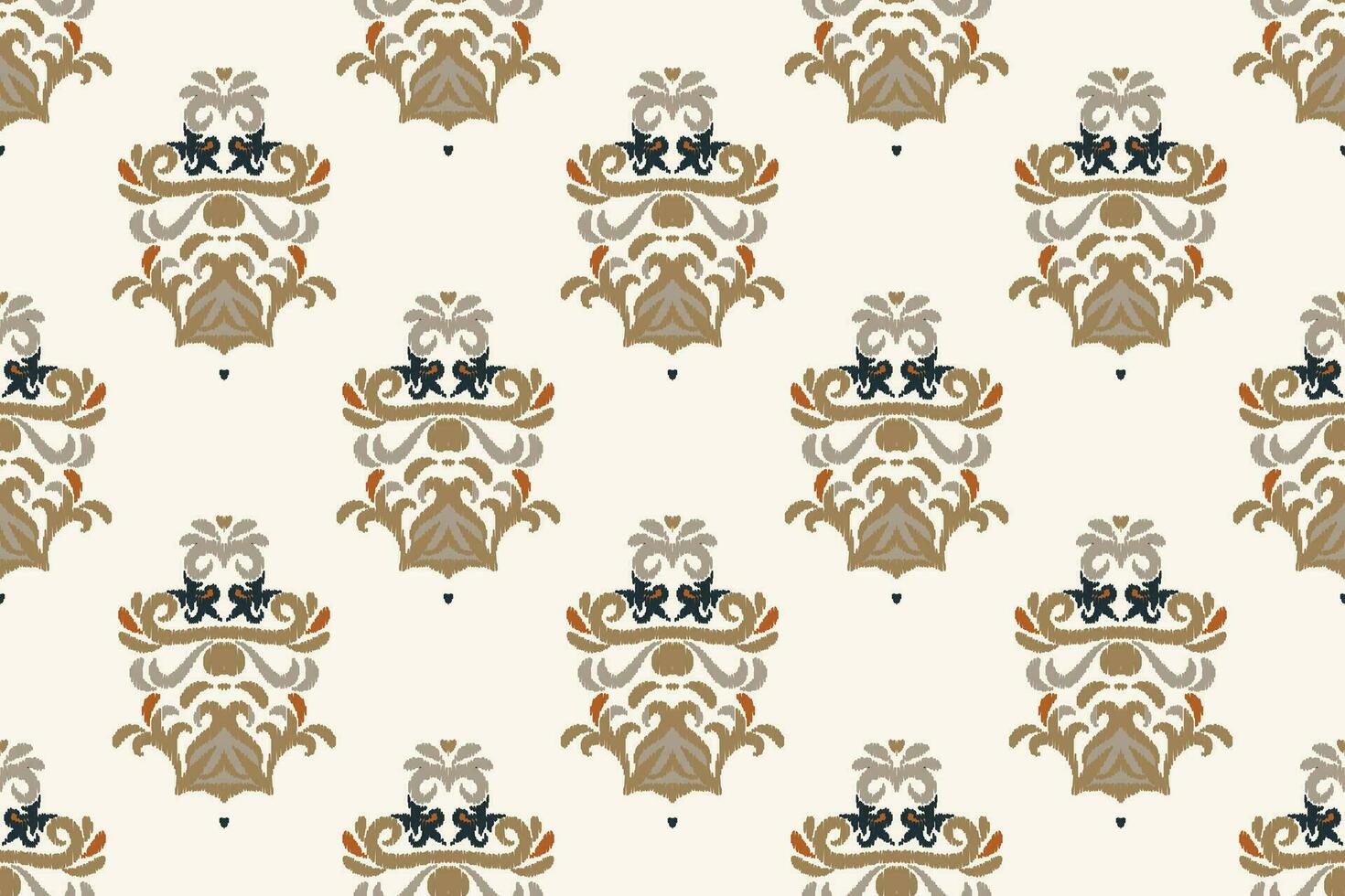 Ikat Damask Paisley Embroidery Background. Ikat Chevron Geometric Ethnic Oriental Pattern traditional.aztec Style Abstract Vector illustration.design for Texture,fabric,clothing,wrapping,sarong.