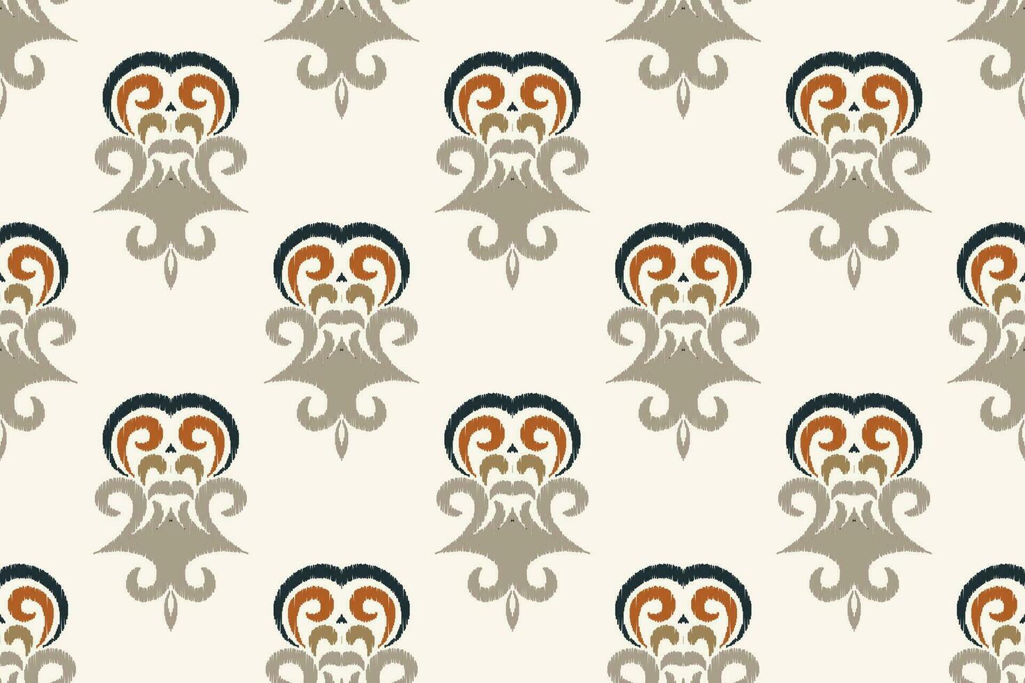 Ikat Floral Paisley Embroidery Background. Ikat Frame Geometric Ethnic Oriental Pattern traditional.aztec Style Abstract Vector illustration.design for Texture,fabric,clothing,wrapping,sarong.