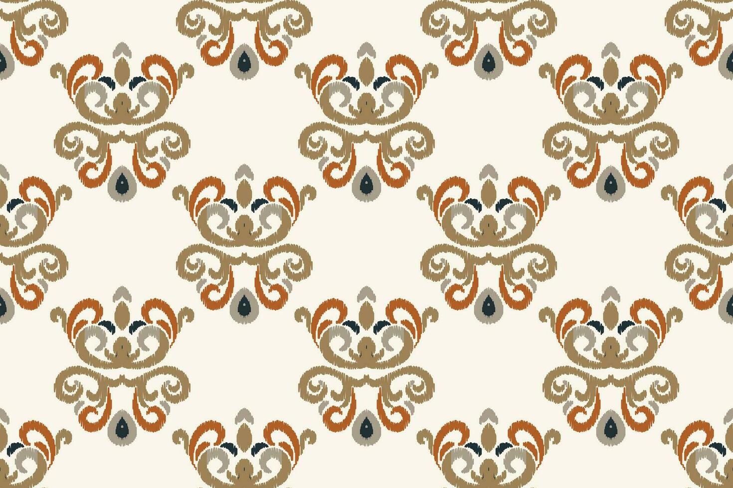 Ikat Damask Paisley Embroidery Background. Ikat Flower Geometric Ethnic Oriental Pattern Traditional. Ikat Aztec Style Abstract Design for Print Texture,fabric,saree,sari,carpet. vector