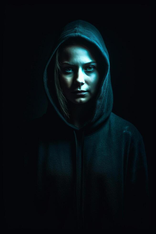 portrait of a person in a dark background created using photo