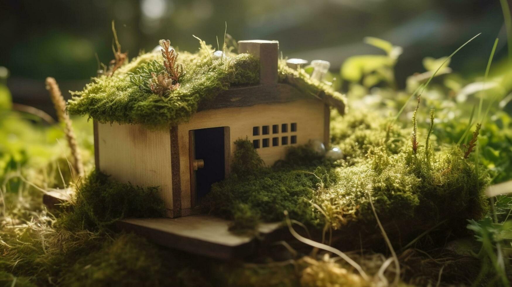house in the forest created using Generative AI photo