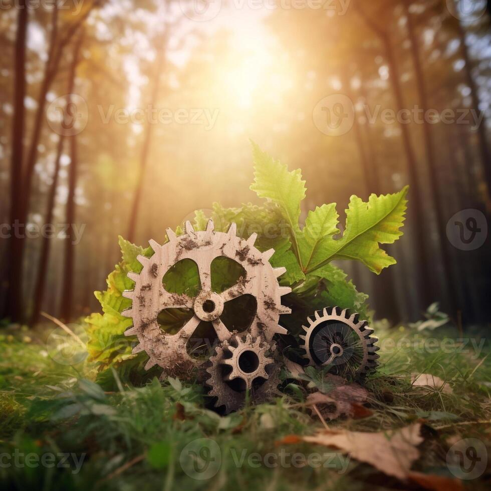 grass and flower in the forest created using photo