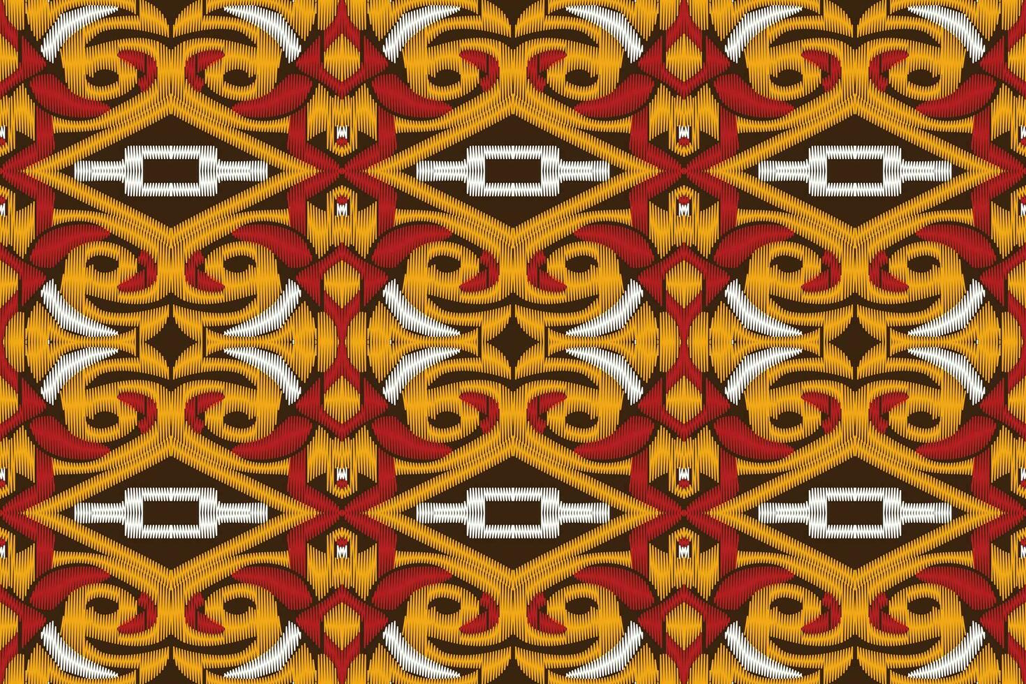 Ikat Damask Paisley Embroidery Background. Ikat Flower Geometric Ethnic Oriental Pattern Traditional. Ikat Aztec Style Abstract Design for Print Texture,fabric,saree,sari,carpet. vector