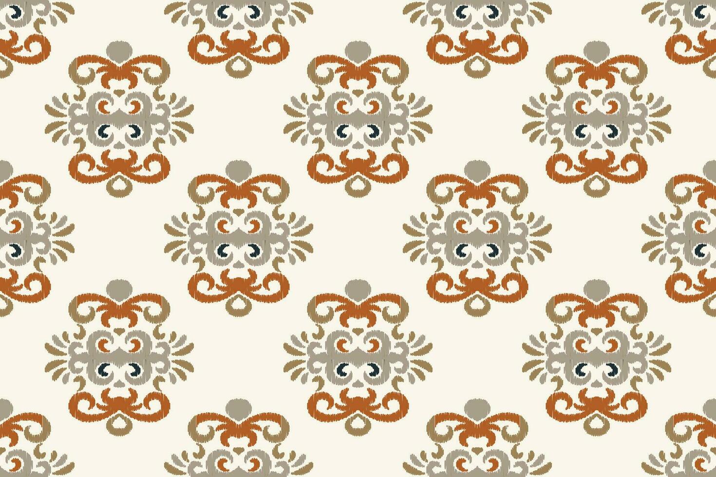 Ikat Damask Paisley Embroidery Background. Ikat Pattern Geometric Ethnic Oriental Pattern traditional.aztec Style Abstract Vector illustration.design for Texture,fabric,clothing,wrapping,sarong.