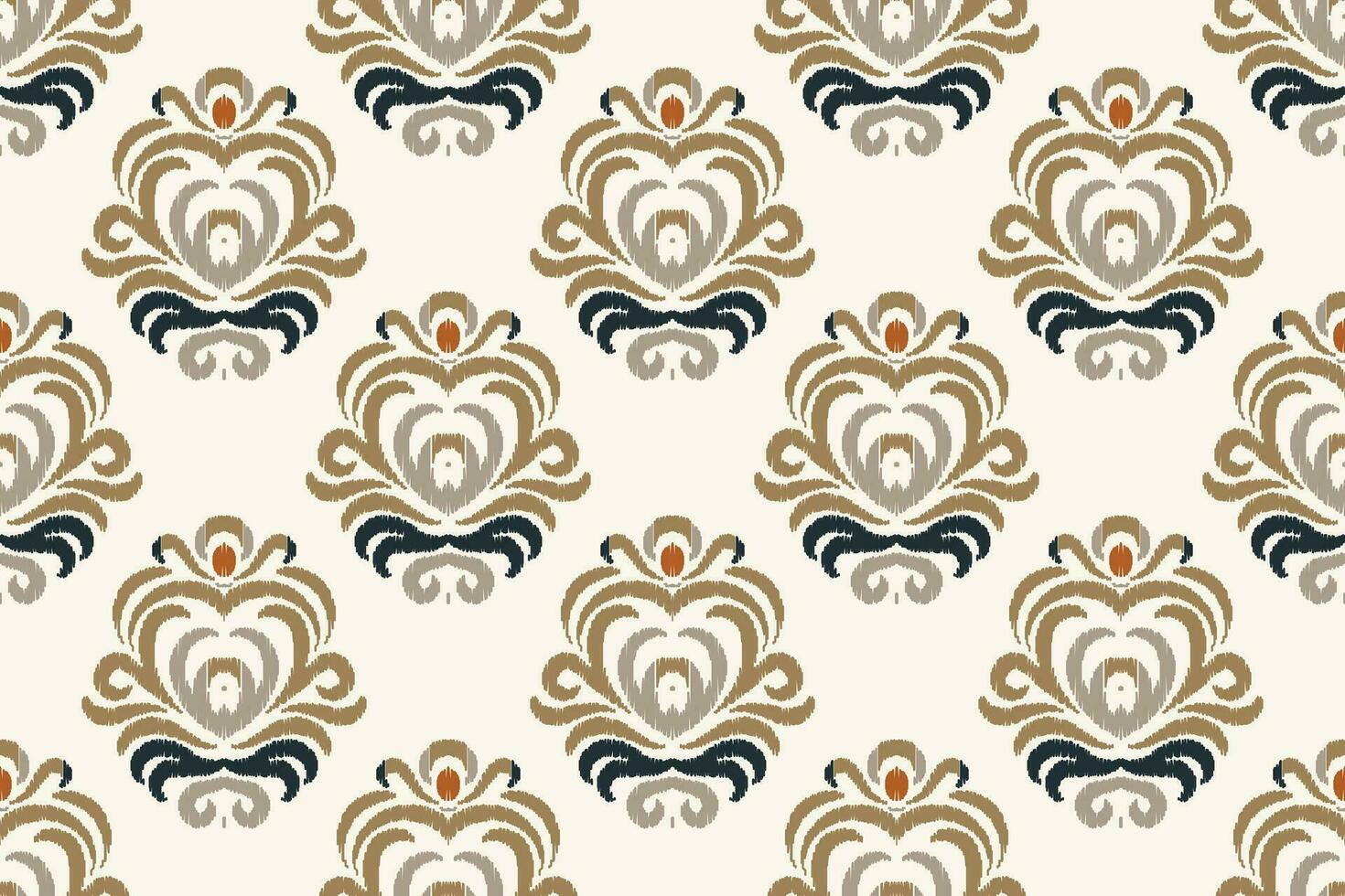 Ikat Damask Paisley Embroidery Background. Ikat Design Geometric Ethnic Oriental Pattern traditional.aztec Style Abstract Vector illustration.design for Texture,fabric,clothing,wrapping,sarong.