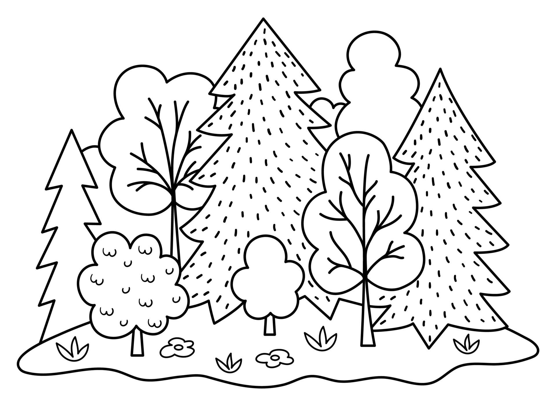 Vector black and white forest landscape. Environment friendly concept