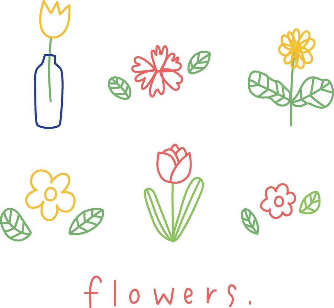 sencillo dibujo flores para decorando dibujo icono de flor para tatuaje diseño. vector