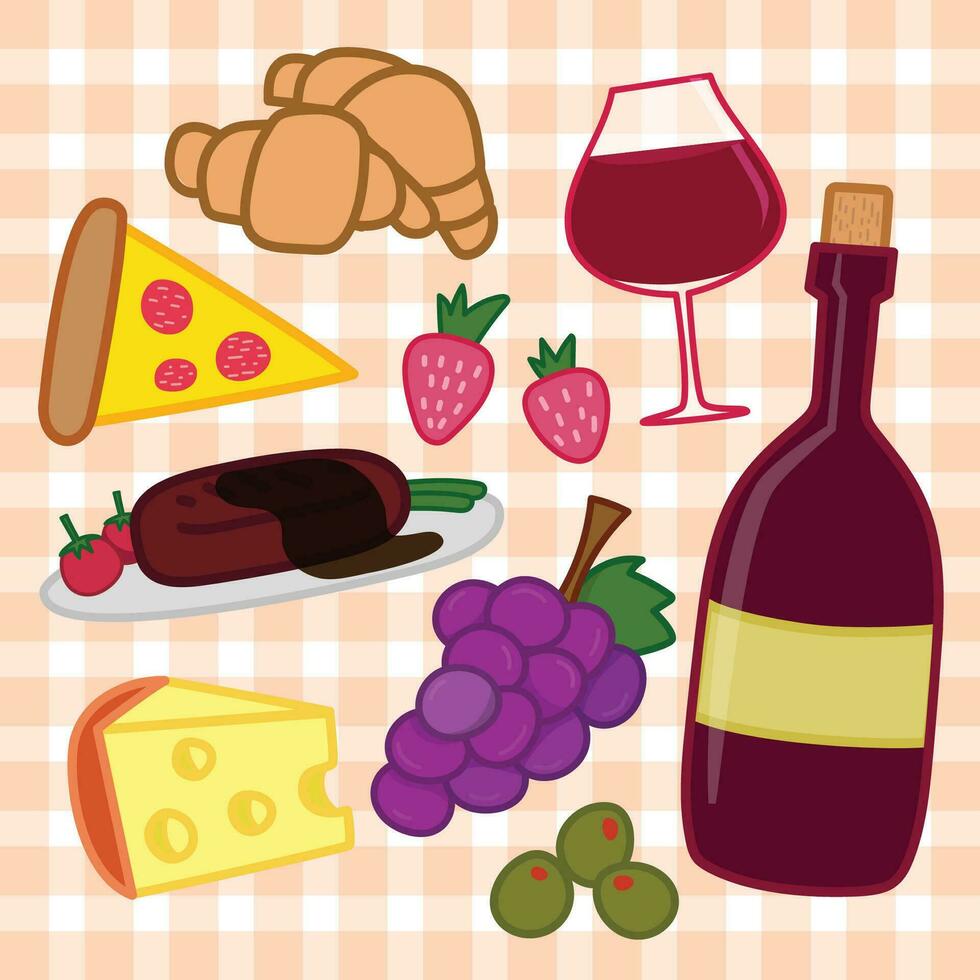 Set of Cute Wine Collection vector