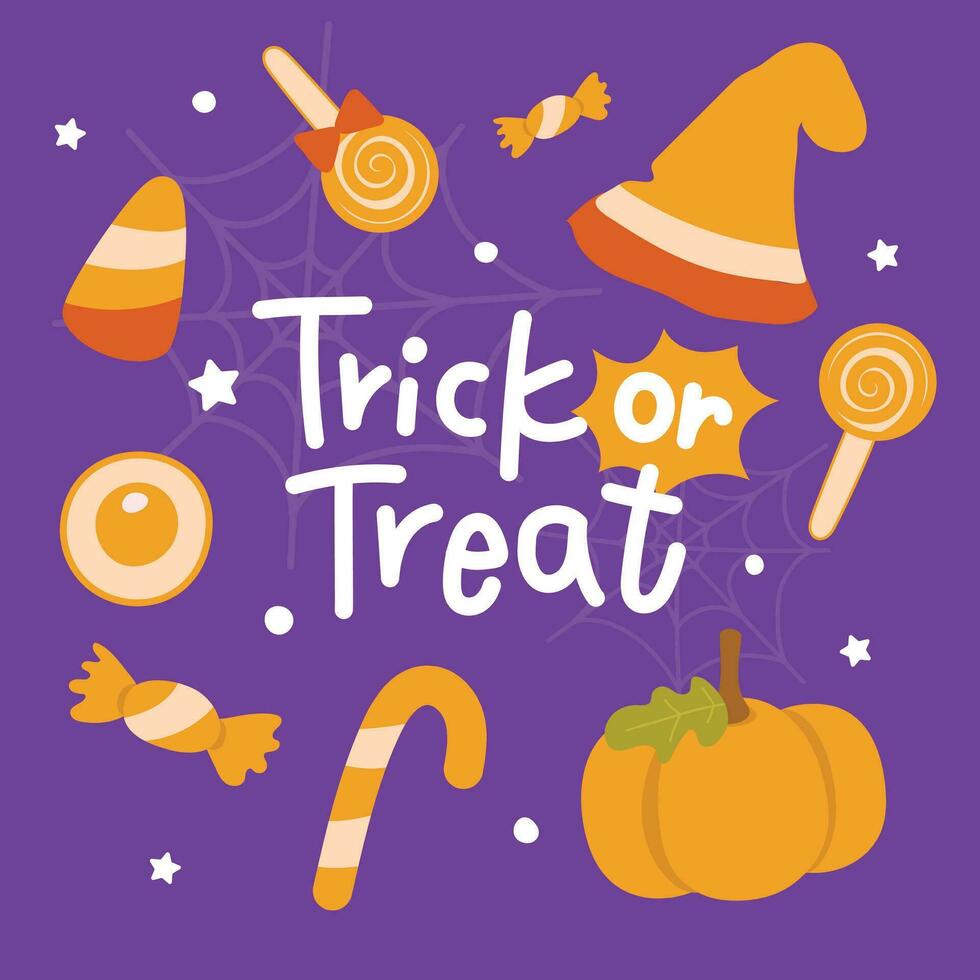 Trick or Treat Halloween candy element. vector