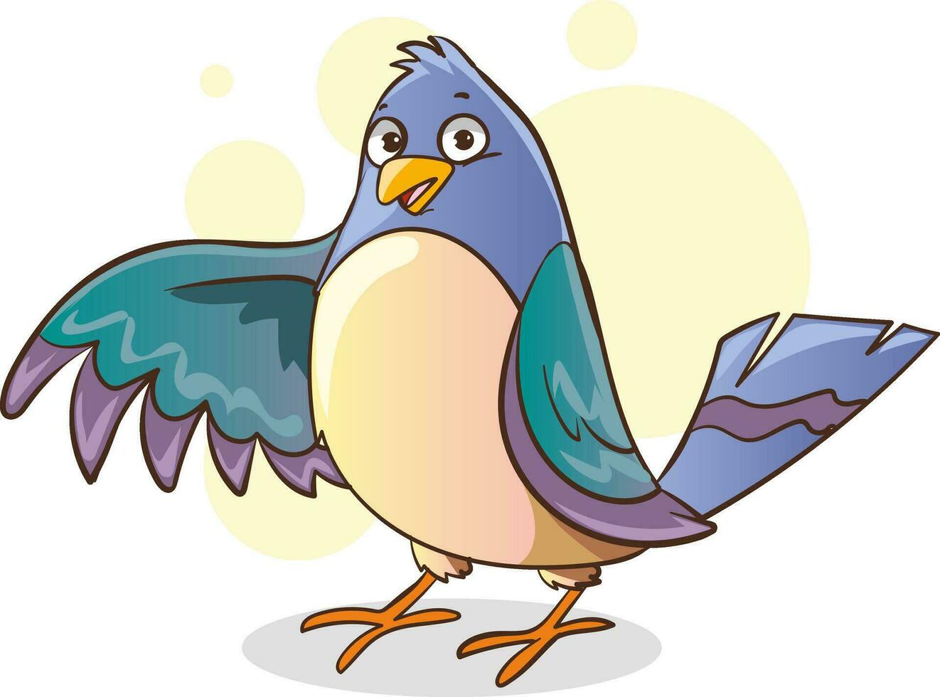 Cartoon funny bird flying isolated on white background vector