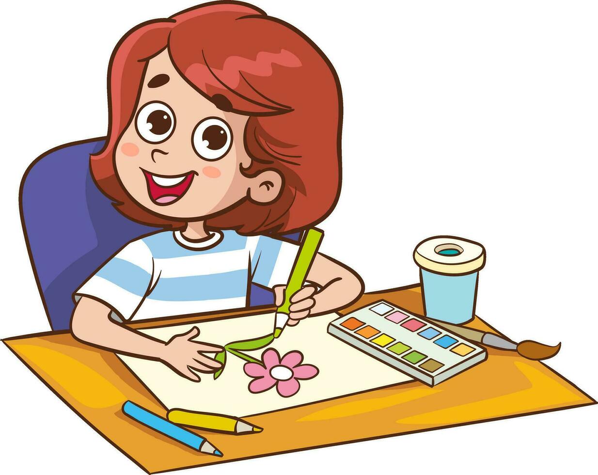 cute children painting cartoon vector