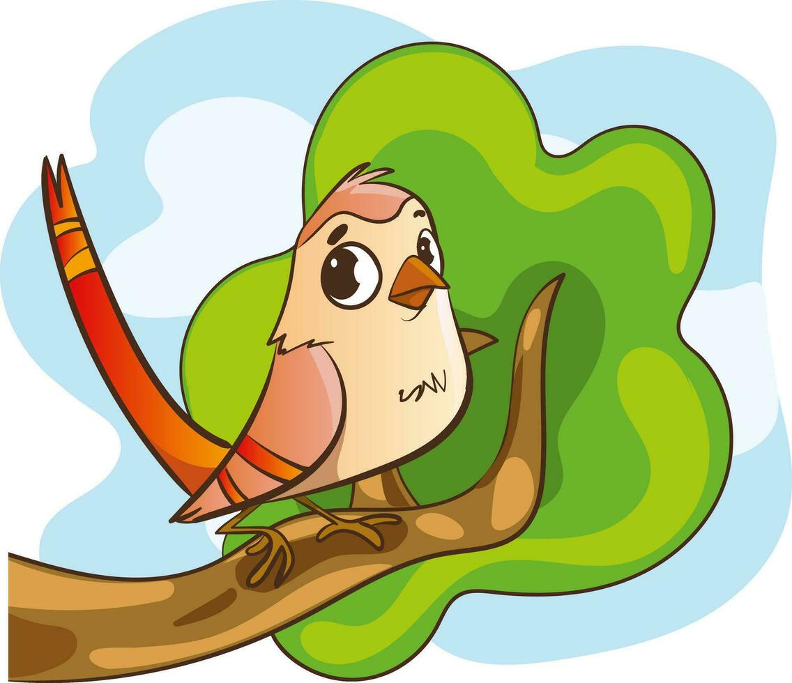 Cartoon funny bird flying isolated on white background vector