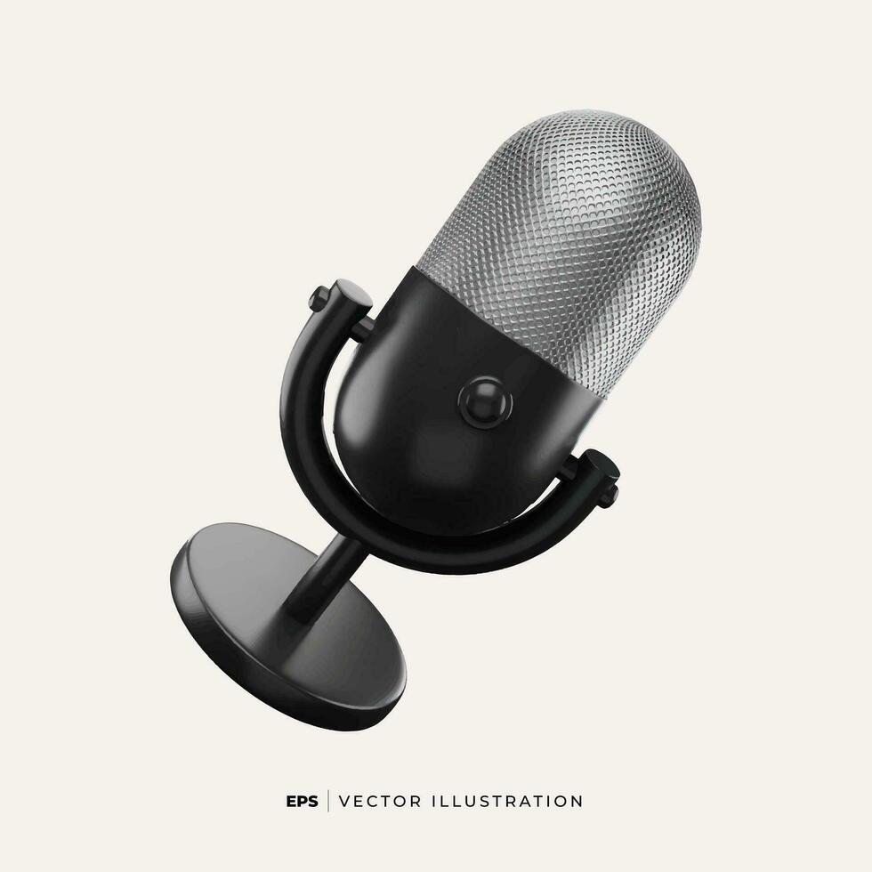 3D Studio realistic microphone and scene audio equipment, vintage and  modern metallic microphones isolated on white. Metal object record blog  design vector. 26528686 Vector Art at Vecteezy