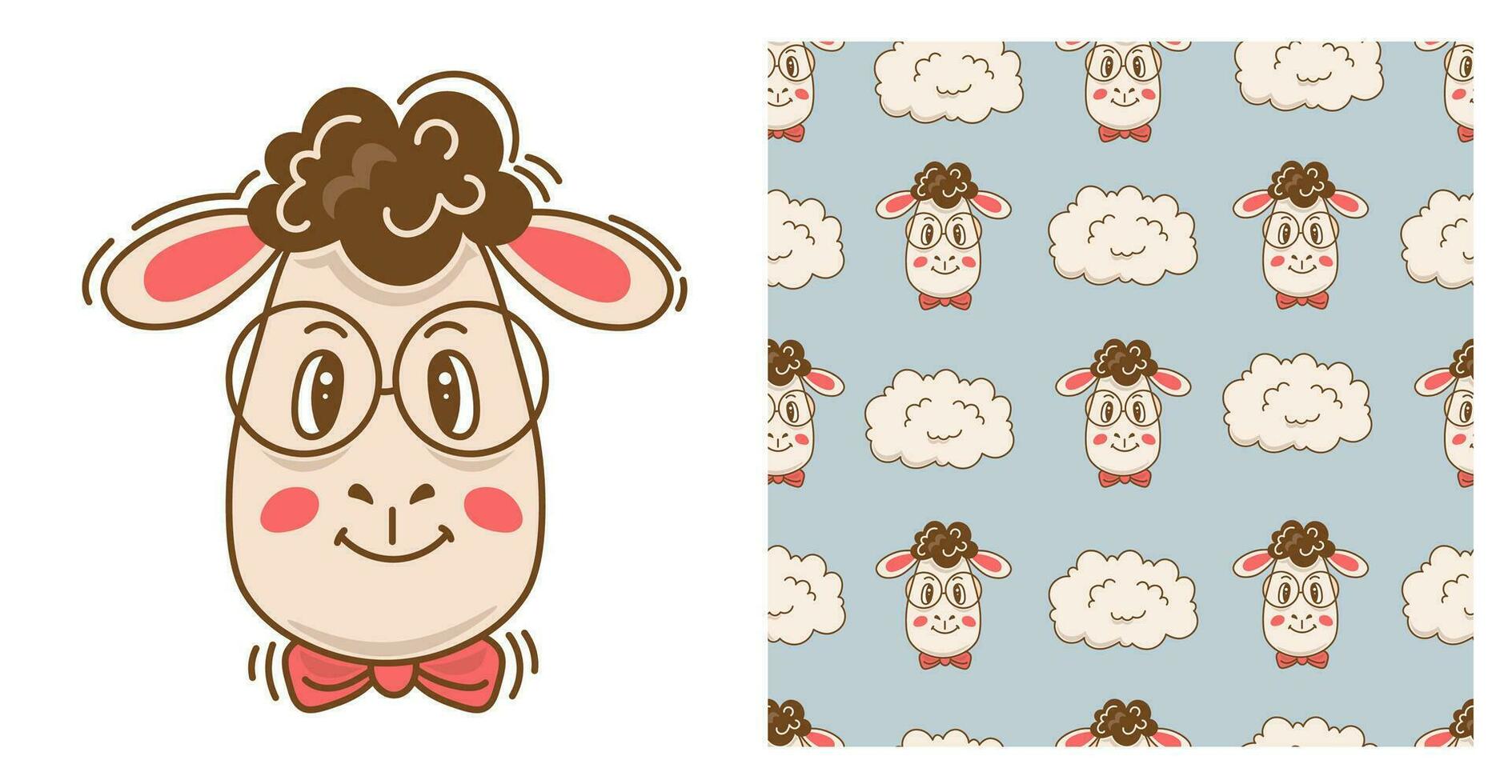 Cute childish seamless pattern and print with animal vector