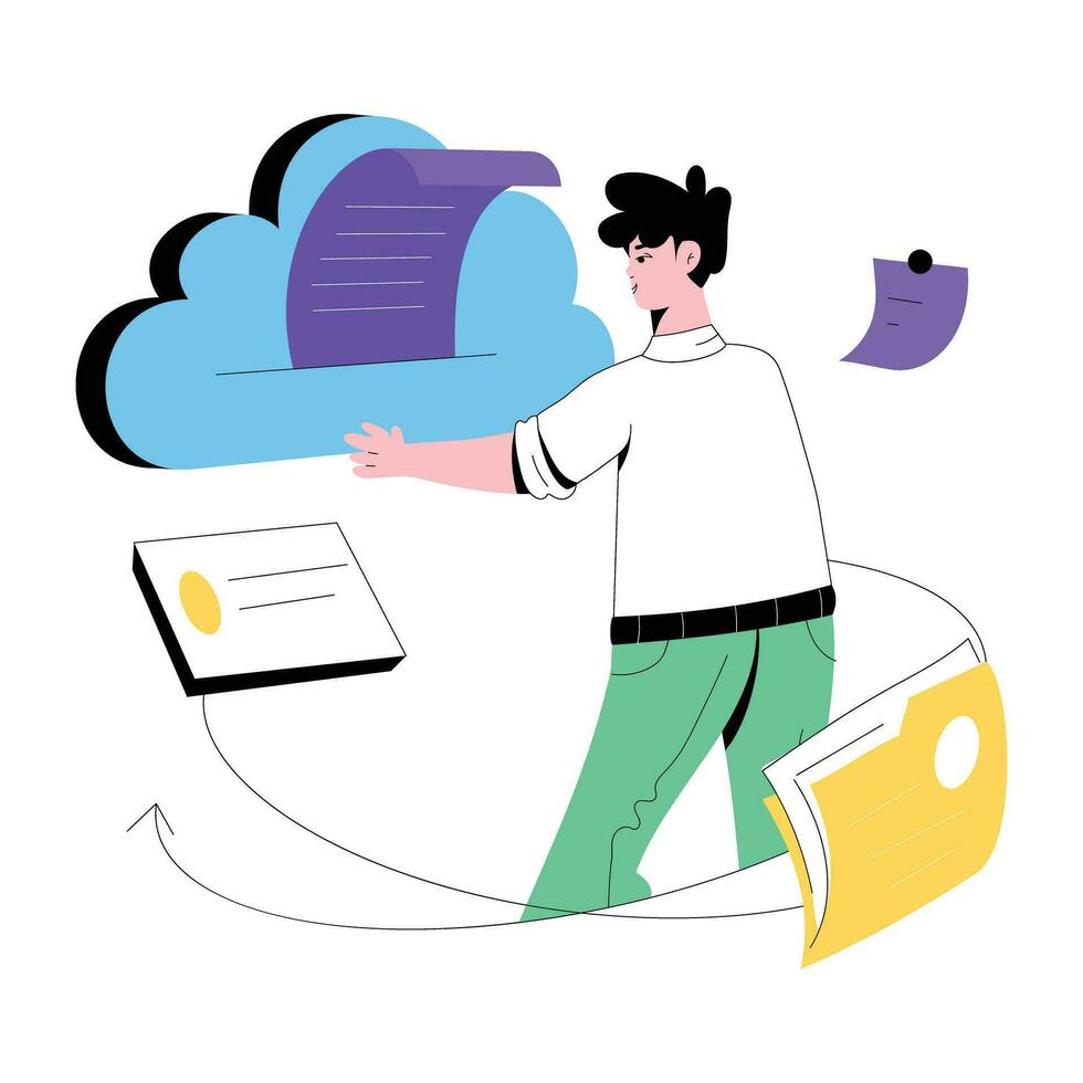 Trendy Cloud Documents vector