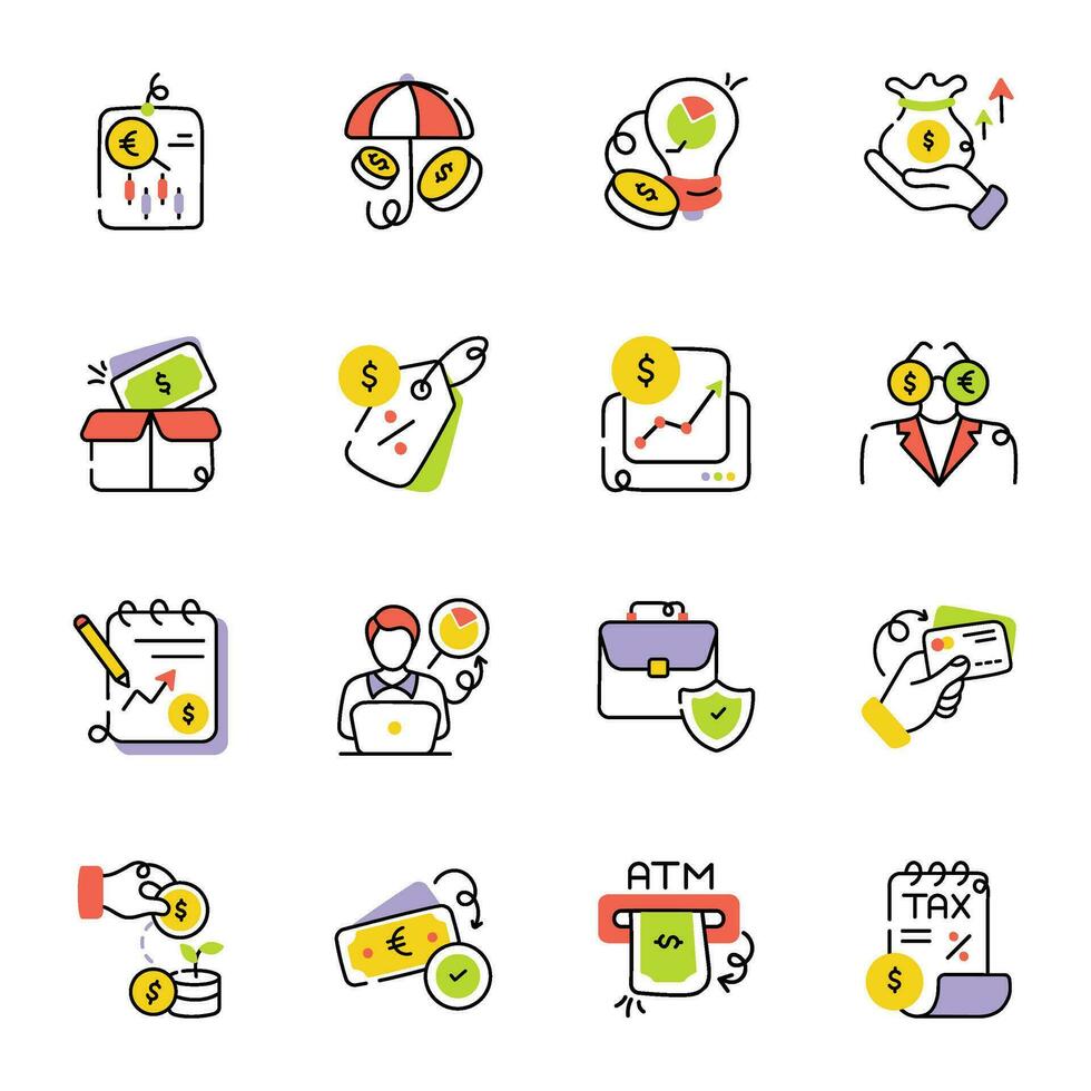 Bundle of Investment Hand Drawn Icons vector
