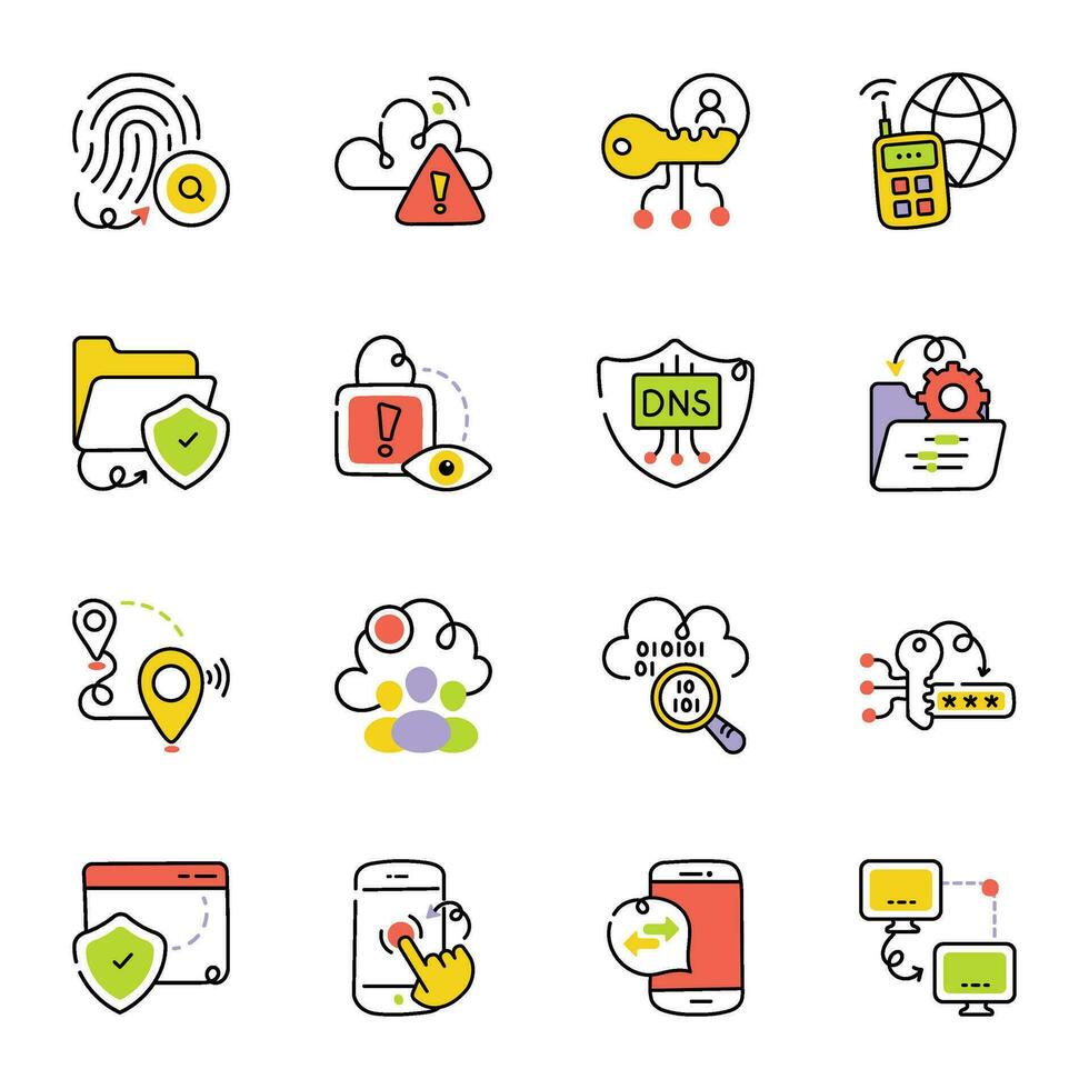 Trendy Set of Network Connections Sketchy Icons vector