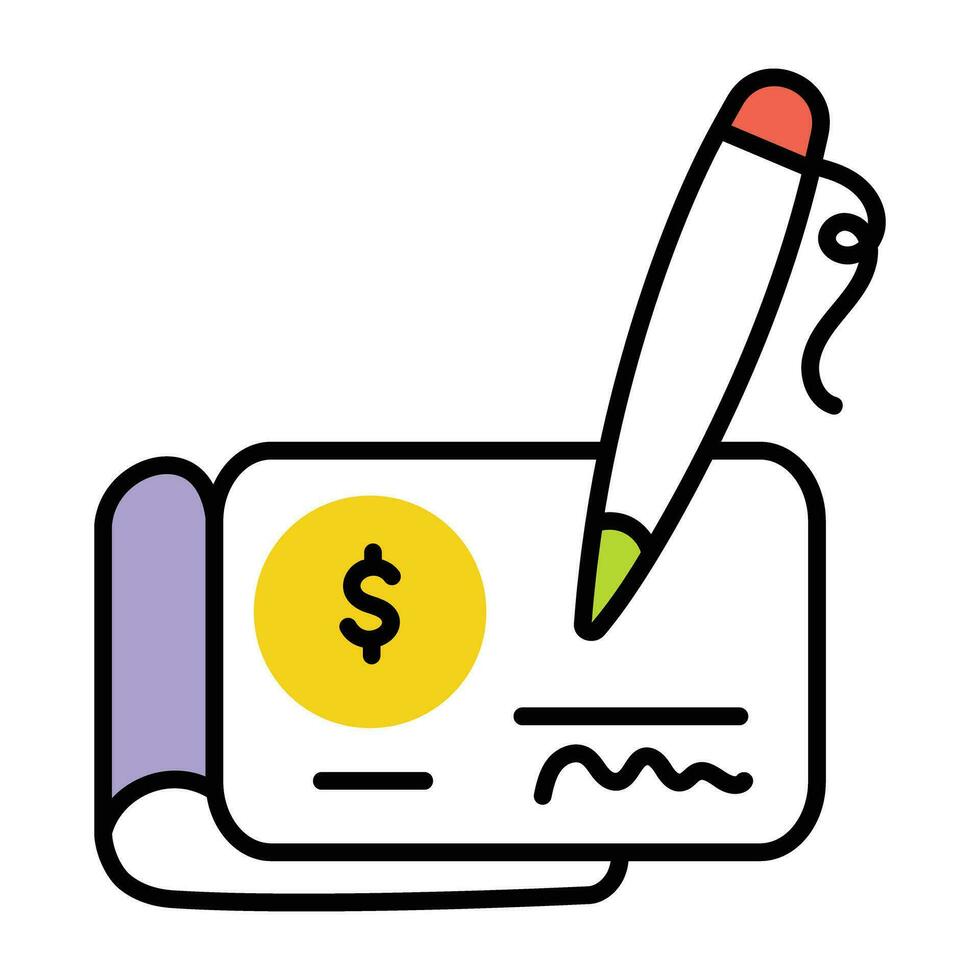 Trendy Signing Cheque vector