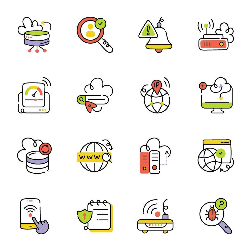 Pack of Web Services Drawing Icons vector