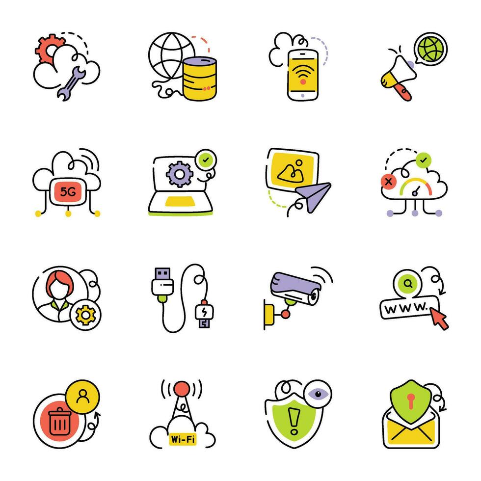 Bundle of Security Systems Sketchy Icons vector