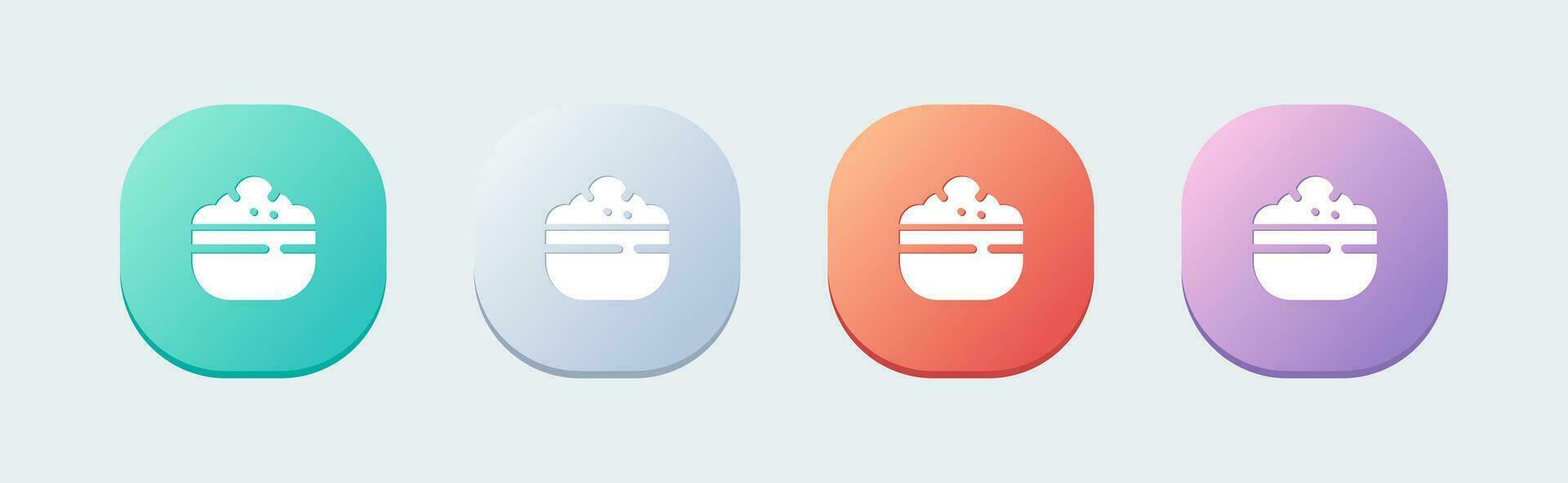 Rice bowl solid icon in flat design style. Food signs vector illustration.