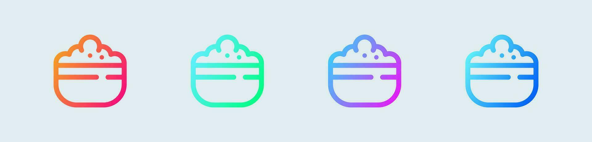 Rice bowl line icon in gradient colors. Food signs vector illustration.
