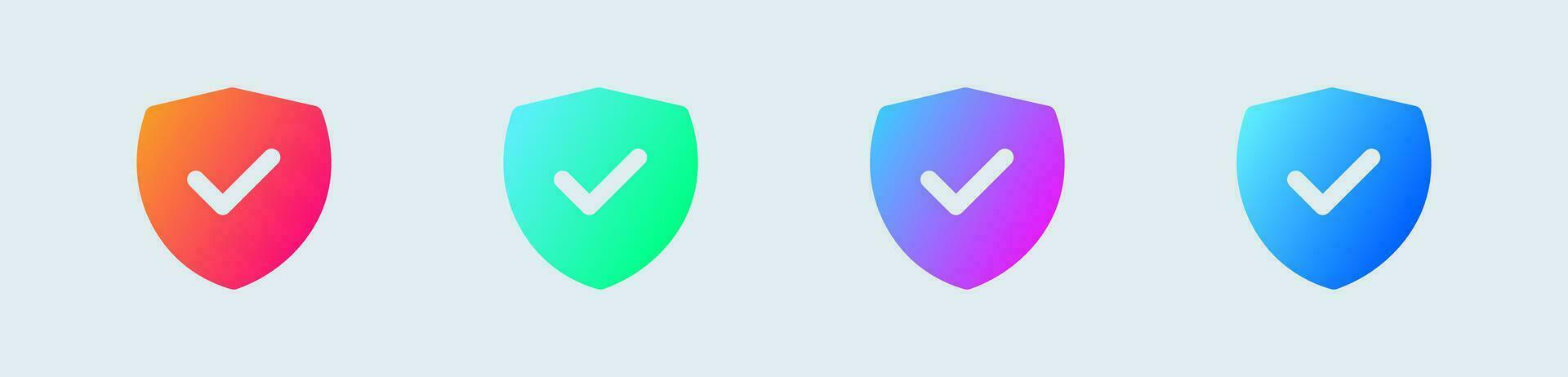 Trusted solid icon in gradient colors. Check mark signs vector illustration.