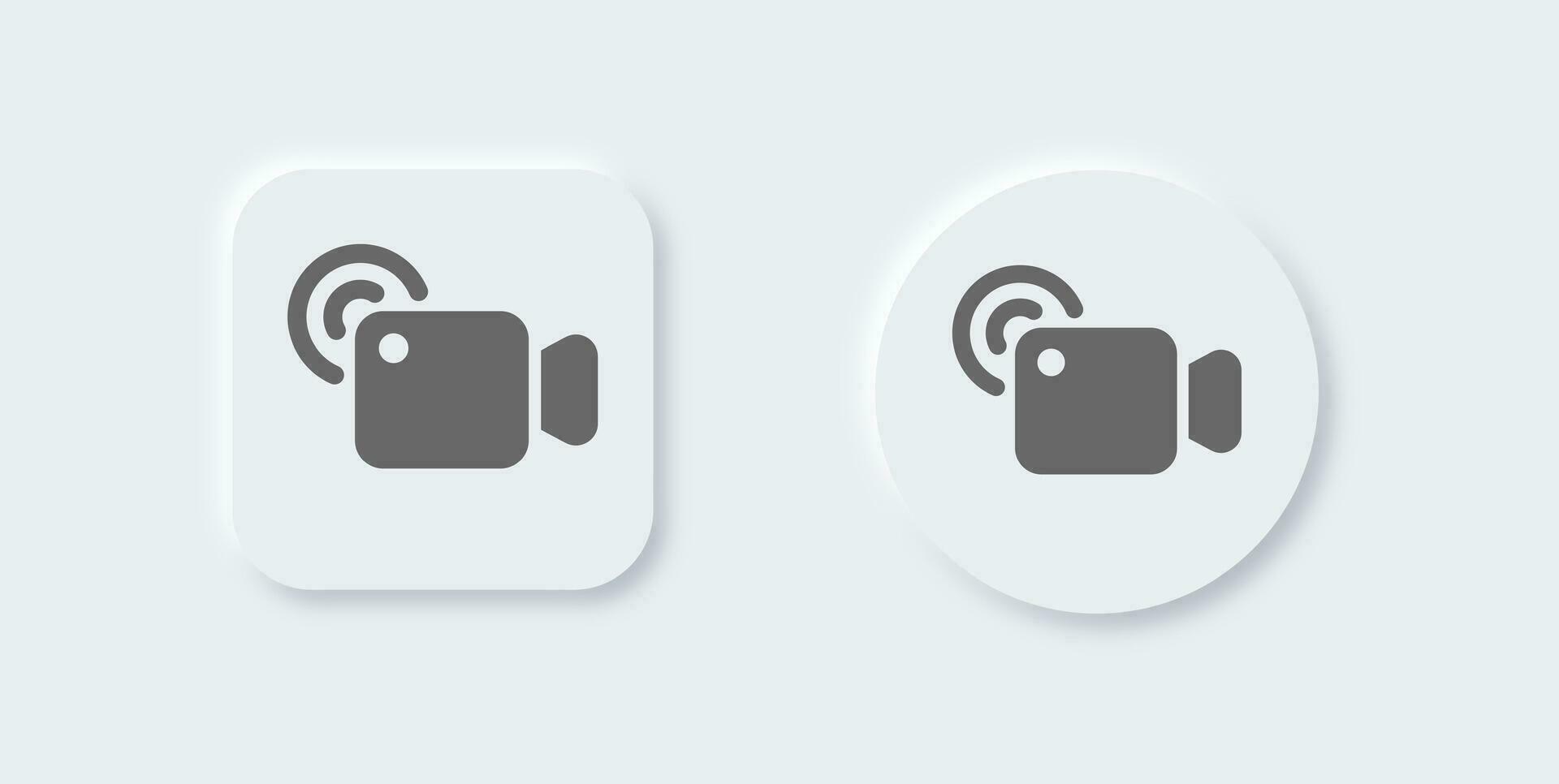 Live solid icon in neomorphic design style. Video broadcasting signs vector illustration.