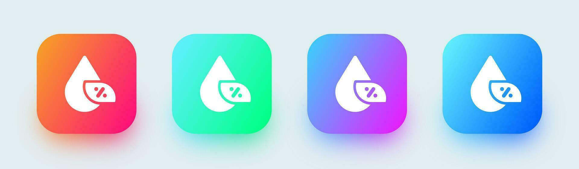 Humidity solid icon in square gradient colors. Water signs vector illustration.