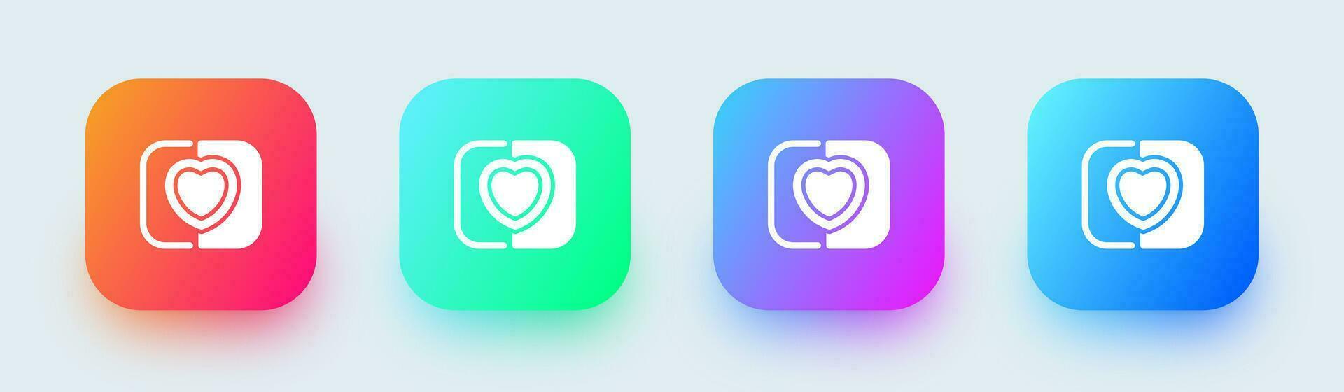 Match solid icon in square gradient colors. Soulmate signs vector illustration.