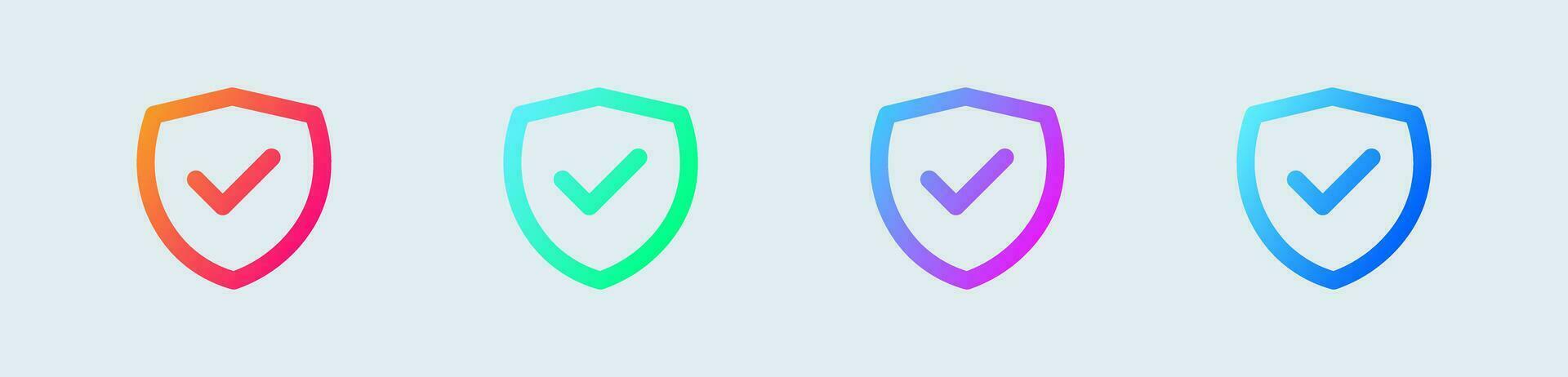 Trusted line icon in gradient colors. Check mark signs vector illustration.