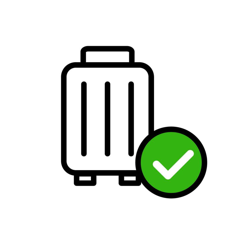 Suitcase and check mark. Baggage inspection complete. Vector. vector