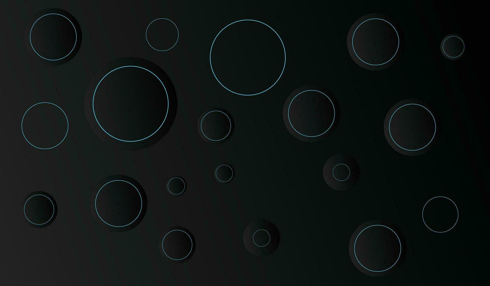 3D Vector Circles Minimalist Black Abstract Background With Blurred Effect. Circular Composition Dark Gray Minimalism Style Wallpaper. Dark Grey Technology Pattern Blank Backdrop For Business