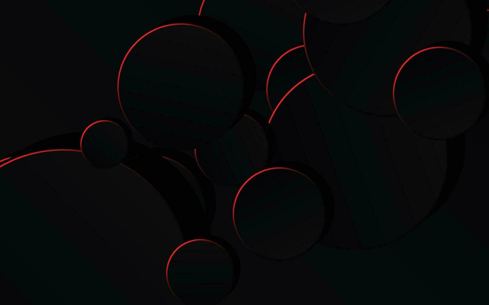 3D Vector Circles Minimalist Black Abstract Background With Blurred Effect. Circular Composition Dark Gray Minimalism Style Wallpaper. Dark Grey Technology Pattern Blank Backdrop For Business