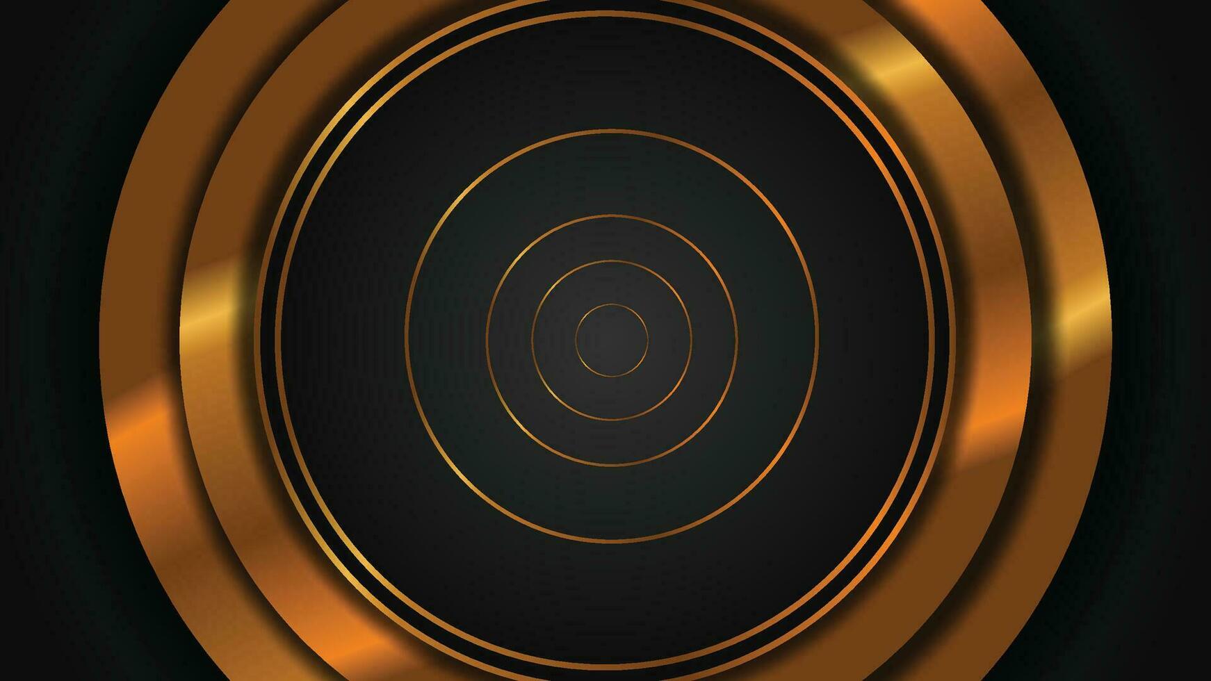 Black premium background with luxury dark golden circles and geometric elements. Simple background for poster, banner, website, flyer etc. Vector EPS 10