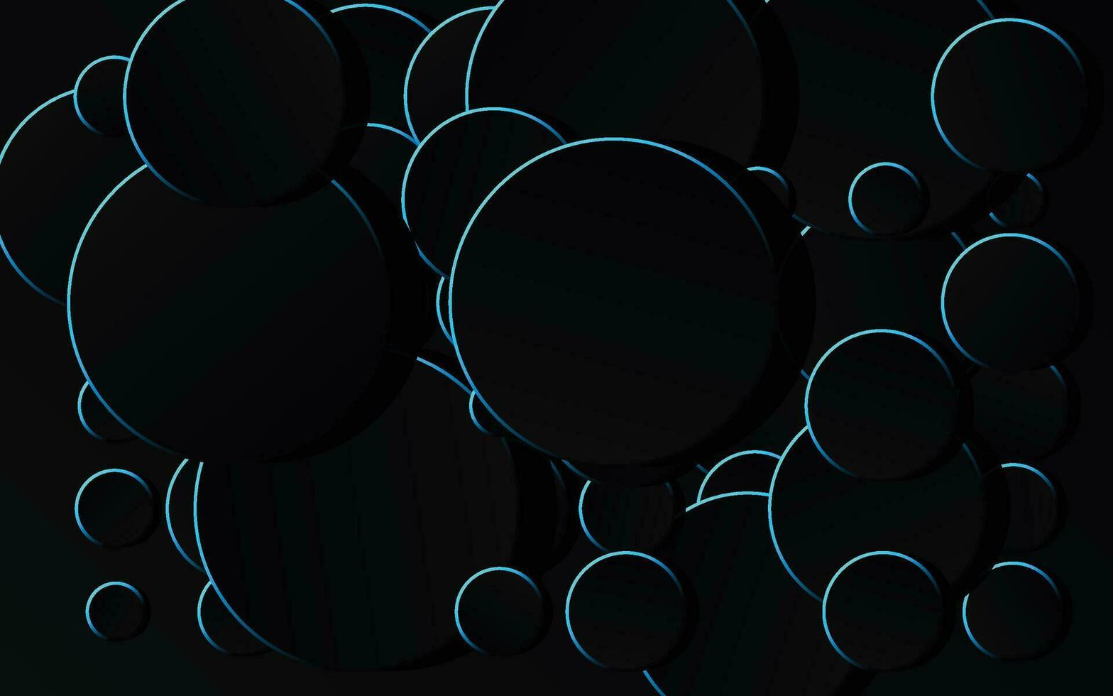 3D Vector Circles Minimalist Black Abstract Background With Blurred Effect. Circular Composition Dark Gray Minimalism Style Wallpaper. Dark Grey Technology Pattern Blank Backdrop For Business