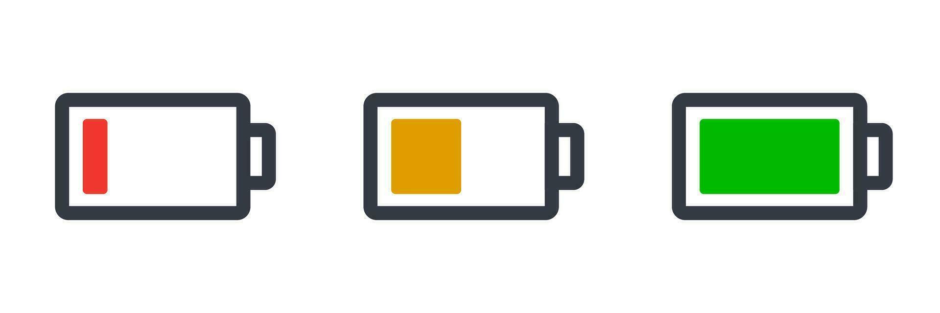 Battery icon set by remaining charge level. Vector. vector