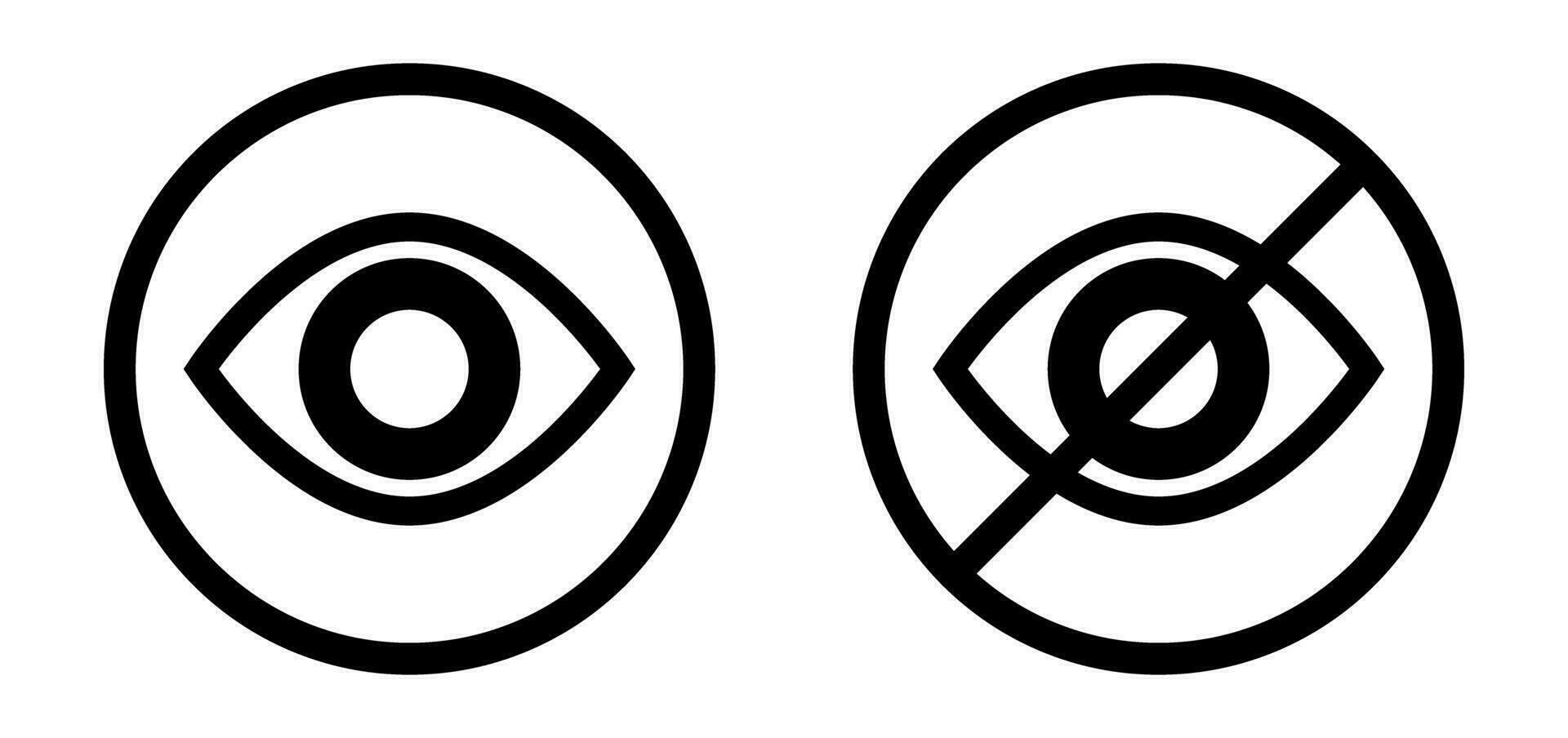Eye and blocked eye icon set. Vector. vector
