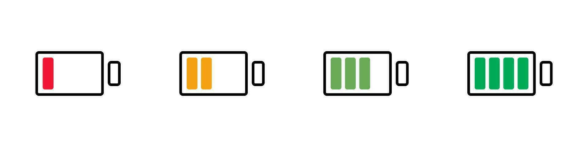 Flat design battery icon set by remaining charge level. Vector. vector