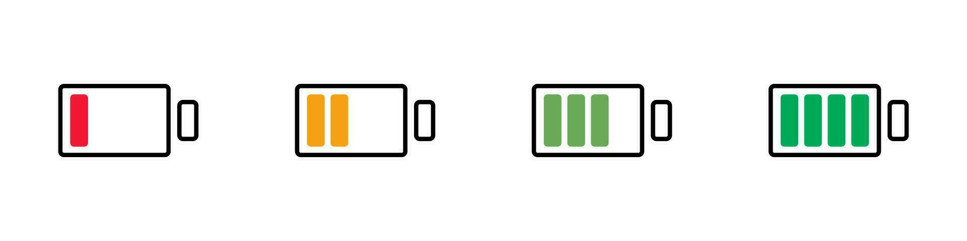 Flat design battery icon set by remaining charge level. Vector. vector