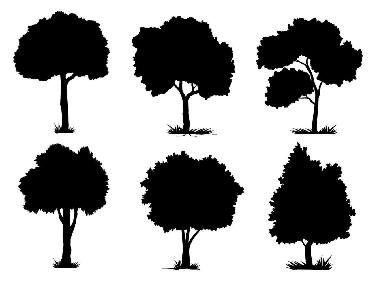 collection isolated tree Symbol silhouette style on white background. Can be used for your work. vector