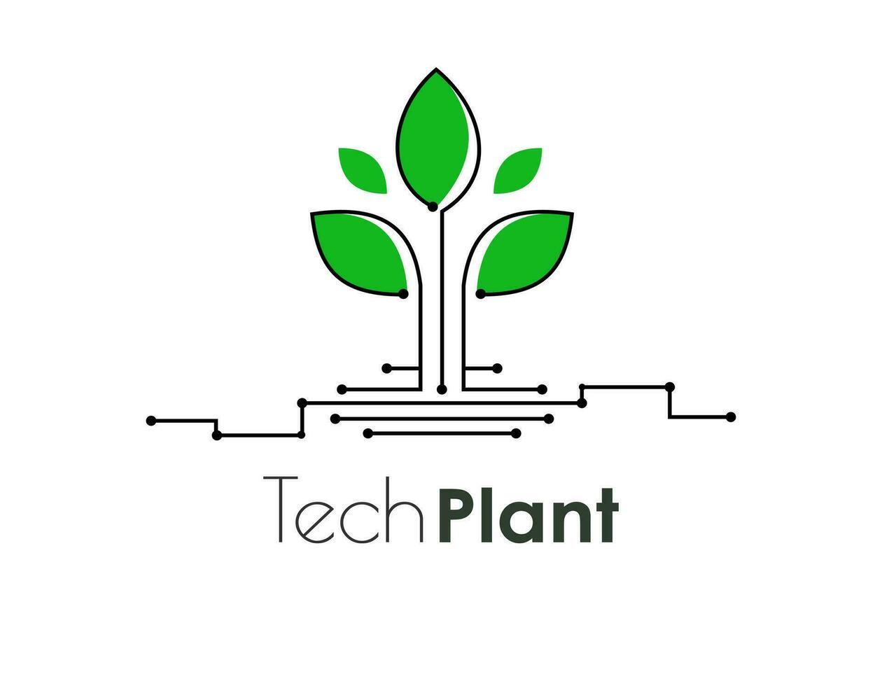 tech plant logo concept and white background. vector