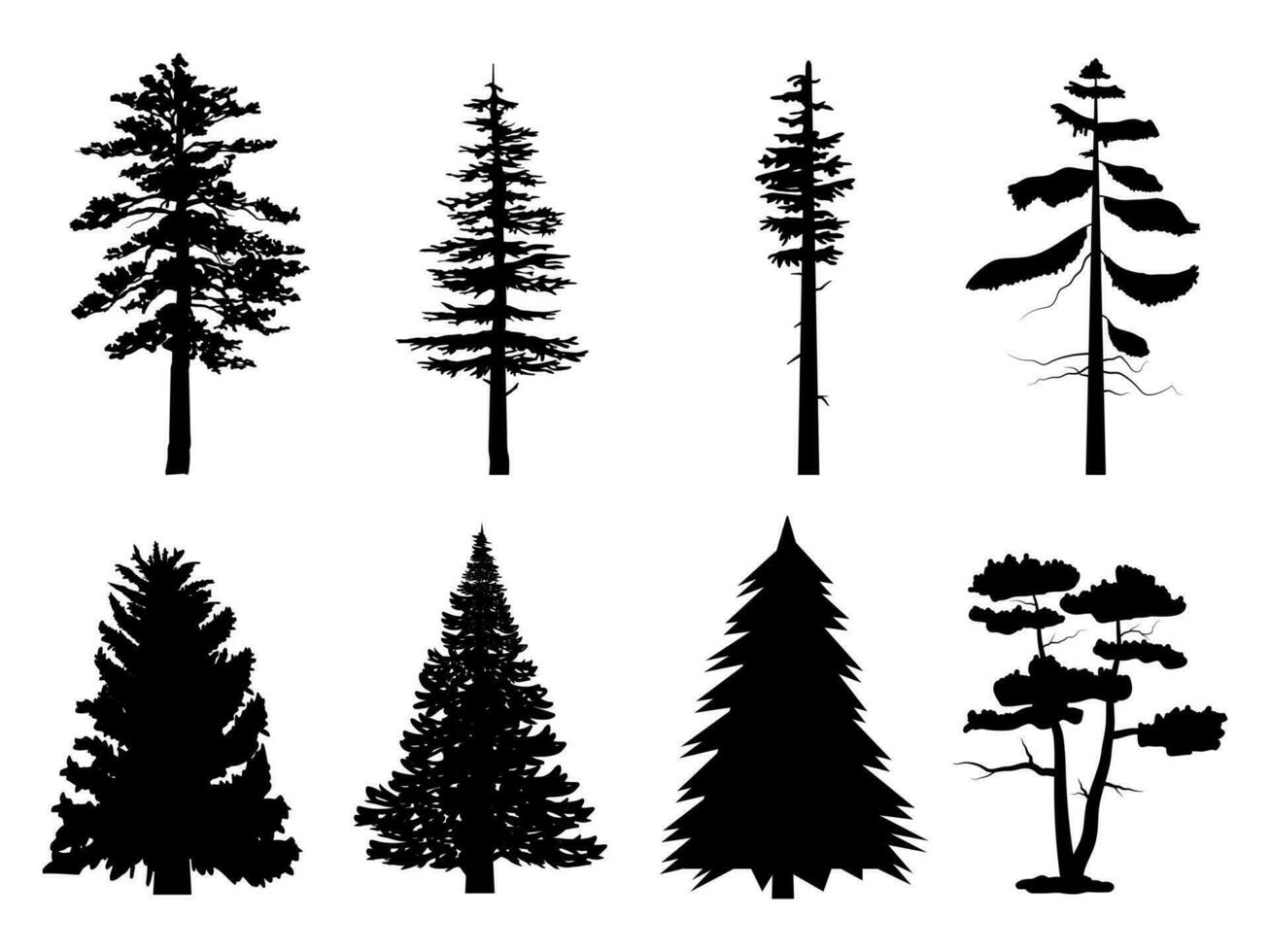 collection isolated tree Symbol silhouette style on white background. Can be used for your work. vector