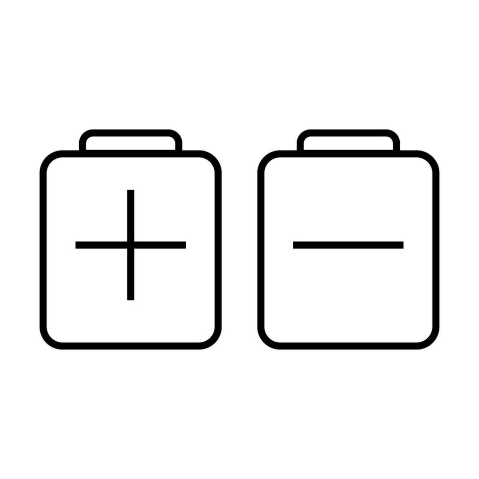 Plus battery and negative battery icon set. Vector. vector