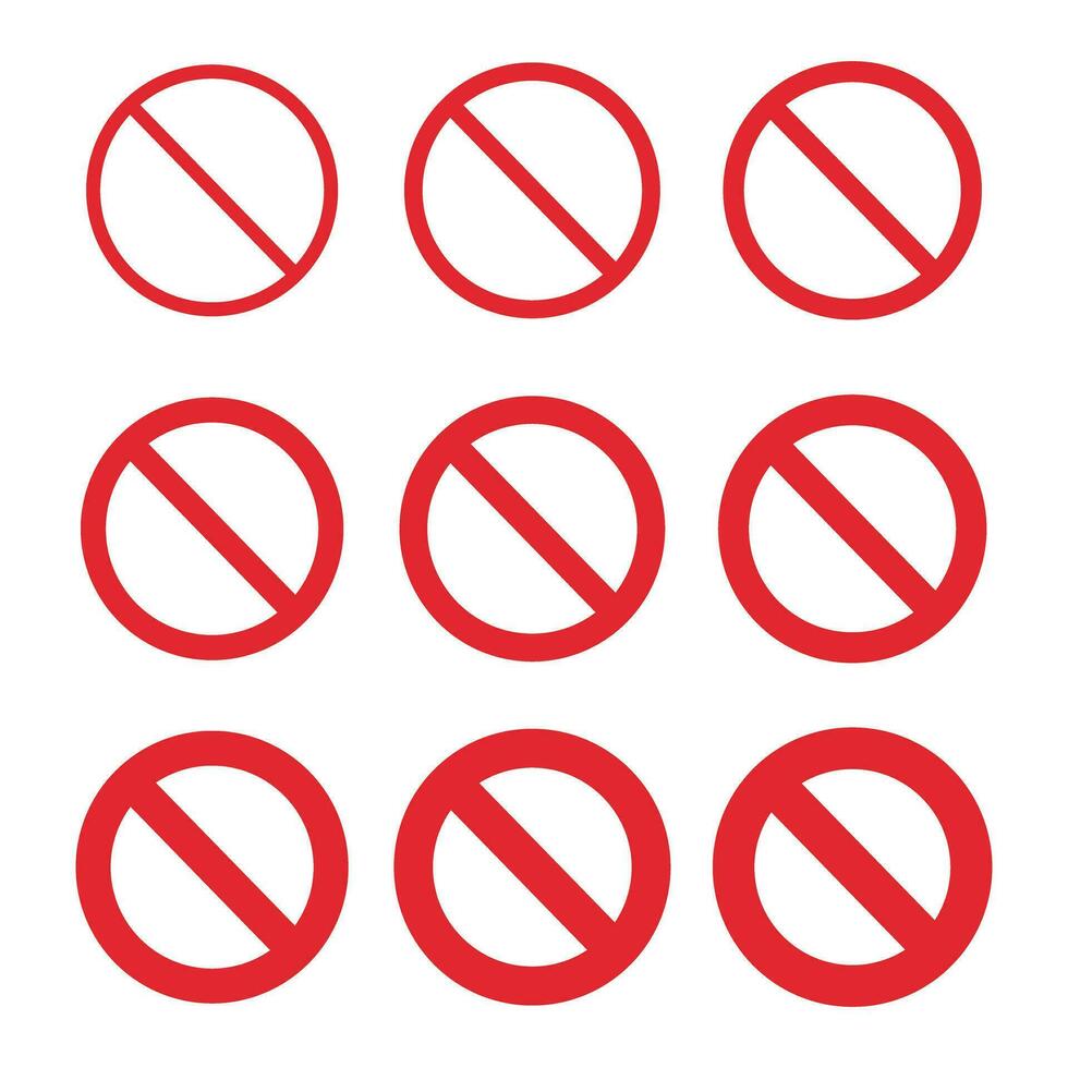 Set of stop mark icons by thickness. Warning and regulation. Vector. vector
