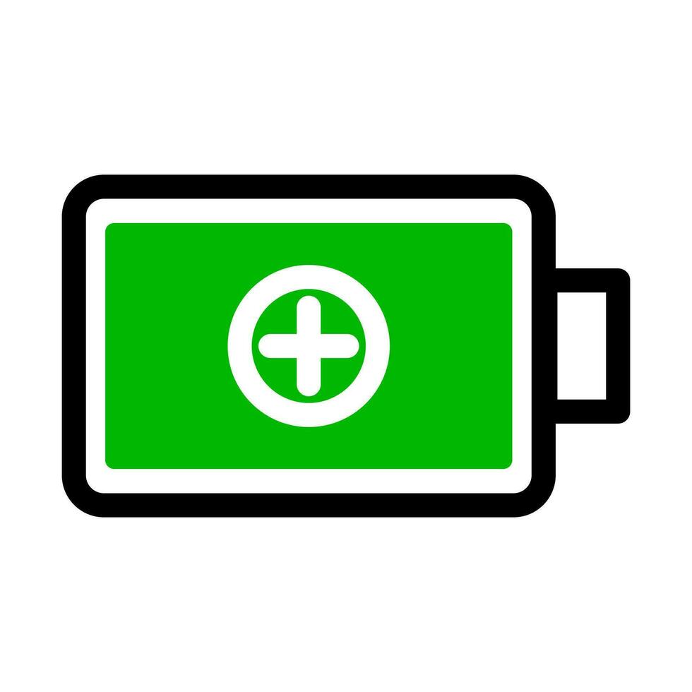 Flat design battery icon with plus mark. Vector. vector