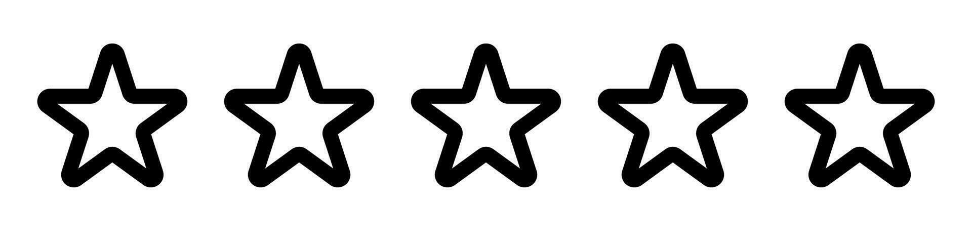 sencillo cinco estrellas icono. calificaciones y reseñas clasificación iconos vectores